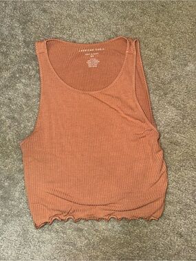 American Eagle Outfitters Rusty Orange Ribbed Crop Tank